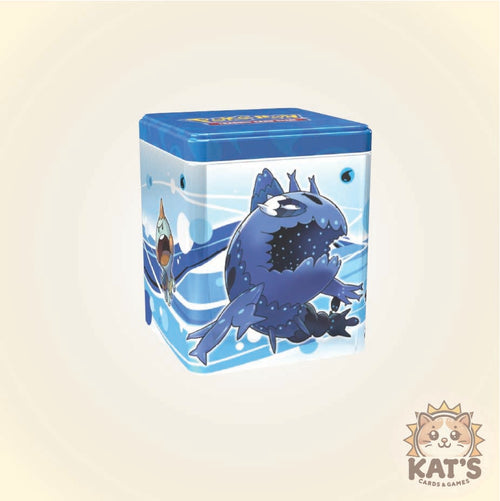 A blue Pokémon card deck box featuring a blue Groudon illustration on the front, shown against a light beige background with a Kat's Cards & Games logo in the bottom right corner.