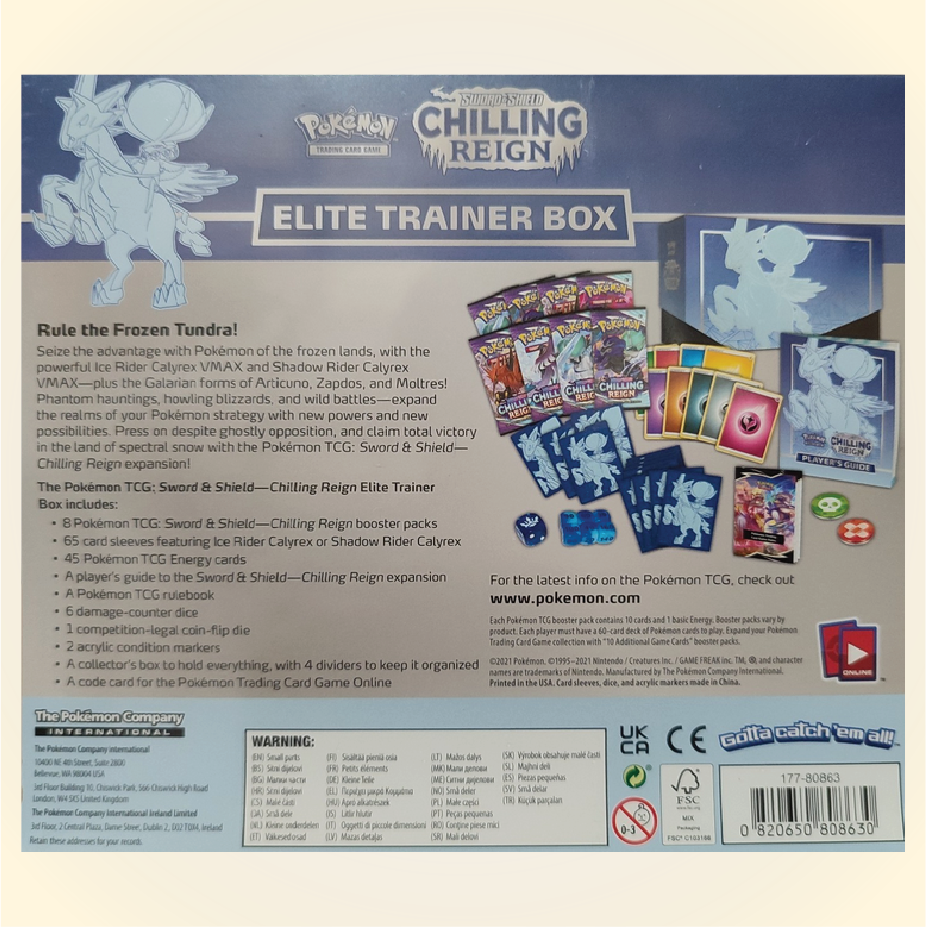 Sworld & Shield - Chilling Reign Elite Trainer Box - Ice Rider Calyrex (SWSH06)