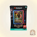 Magic: The Gathering Streets of New Capenna Commander card deck box, featuring a black packaging design with a colorful holographic card preview, green bottom banner, and a Kat's Cards & Games logo in the bottom right corner.
