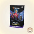 Magic: The Gathering Commander Wilds of Eldraine Fae Dominion deck box, featuring artwork of a winged female figure in a red and blue robe on a black background, with a Kat's Cards & Games logo in the bottom right corner.
