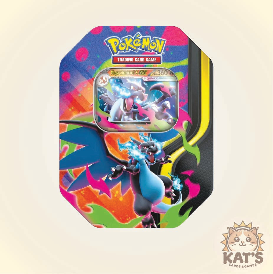 Pokémon Trading Card Game Booster Tuck Box featuring Charizard artwork, shown on a light beige background with a Kat's Cards & Games logo in the bottom right corner.