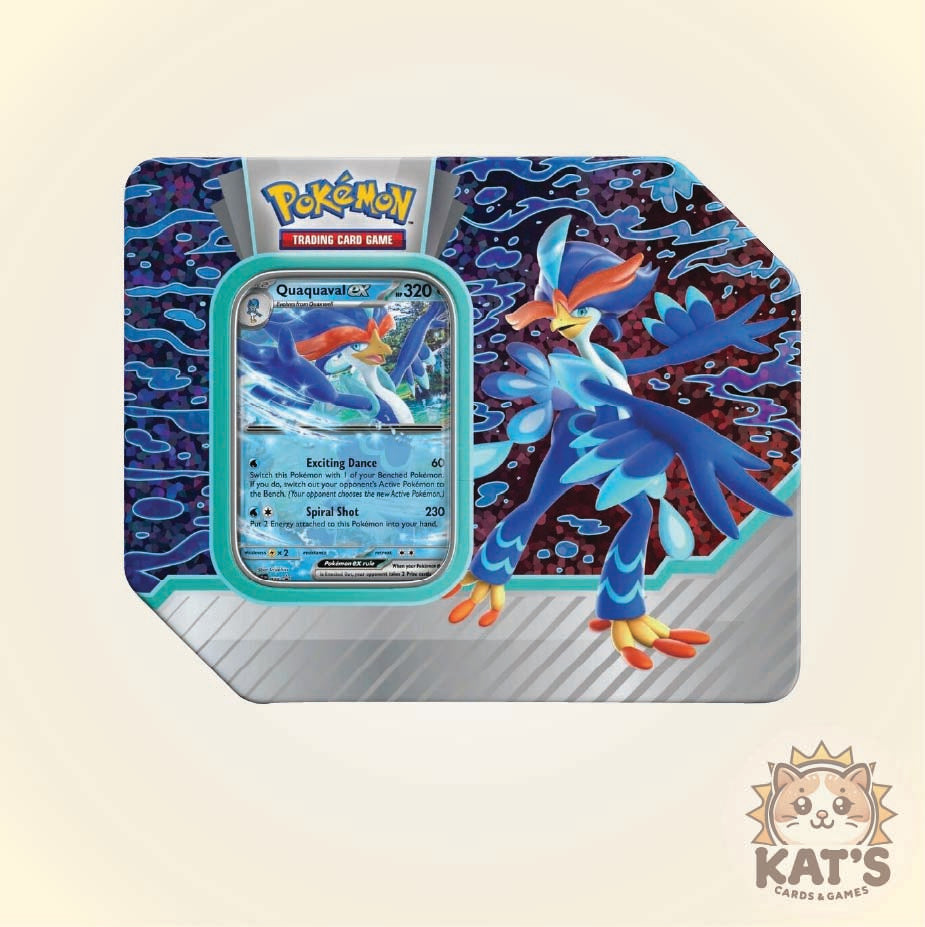 A Pokémon Trading Card Game display card featuring Quagslyr, shown against a light beige background with a 'Kat's Cards & Games' logo in the bottom right corner.