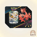 Pokémon Trading Card Game collectible display card featuring Zoroark on a black card with red, yellow, and blue accents, shown against a light beige background with a Kat's Cards & Games logo in the bottom right corner.
